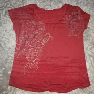 Red embellished shirt